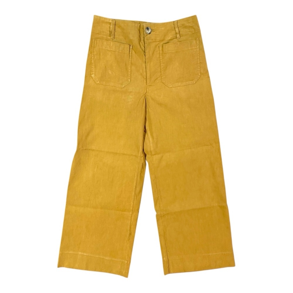 Anthropologie Maeve The Collette Wide Leg Pants Tan Mushroom Gold Retro Sz 29P